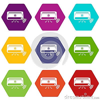 Air conditioning icons set 9 vector Vector Illustration