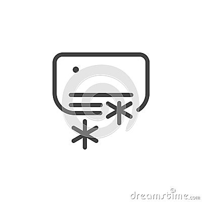 Air conditioning linear icon for hotels, motels, inns, apartments, store sites, mobile applications and print production Vector Illustration