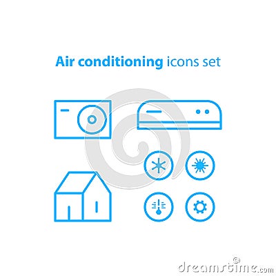 Air conditioning linear logo and icons Vector Illustration