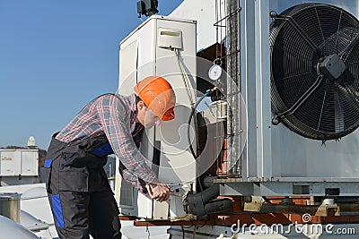 Air Conditioning Repair Stock Photo