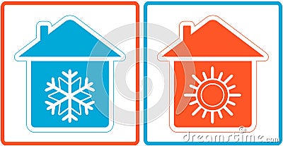 Air conditioning symbol - warm and cold in home Vector Illustration