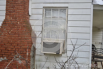 Air Conditioning Unit AC in window Stock Photo