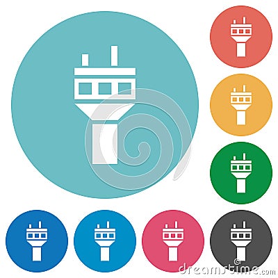 Air control tower flat round icons Stock Photo