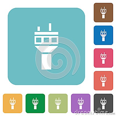 Air control tower rounded square flat icons Stock Photo