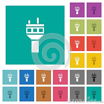 Air control tower square flat multi colored icons Stock Photo
