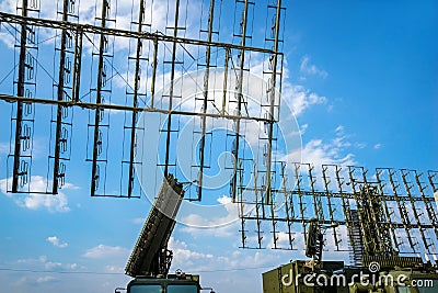 Air defense radars of antiaircraft systems Stock Photo