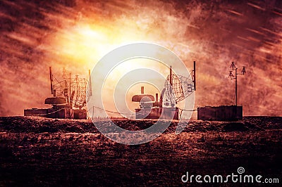 Air defense station image. National security concept. Military equipment Stock Photo