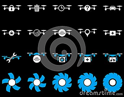 Air drone and quadcopter tool icons Vector Illustration