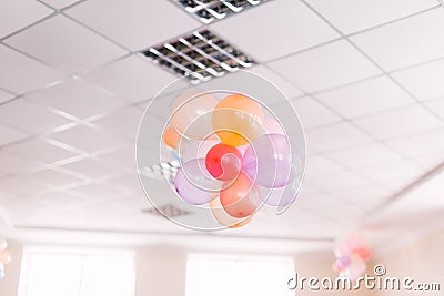 Air festive balls in the office. Concept of the party Stock Photo