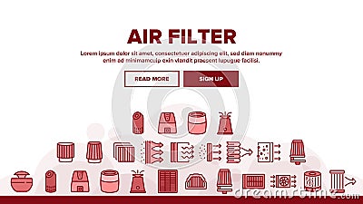 Air Filter And Airflow Landing Header Vector Vector Illustration