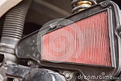 Air Filter of Automatic motorcycle. Stock Photo