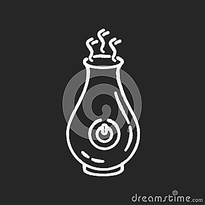 Air filter chalk white icon on black background. Ultrasonic humidifying appliance, domestic air purifier, premises Vector Illustration