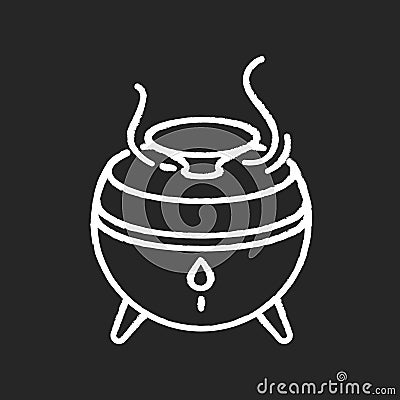 Air filter, modern device chalk white icon on black background. Humidifying appliance, home air purifier, room climate Vector Illustration
