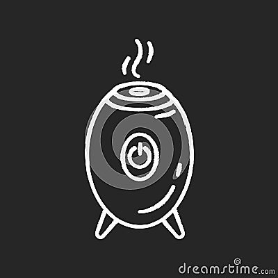 Air filter, steam humidifier chalk white icon on black background. Evaporation appliance, ionizer, purifier, air Vector Illustration