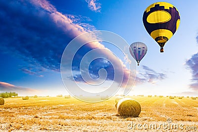 Air flies a sphere over the field Stock Photo