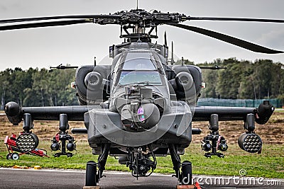 KLEINE BROGEL, BELGIUM - SEP 8, military Apache attack helicopter Stock Photo