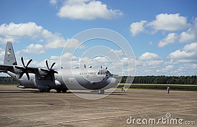 Air Force cargo plane readies for take off Editorial Stock Photo
