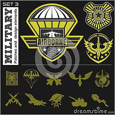 Air Force military emblem set vector design template Vector Illustration