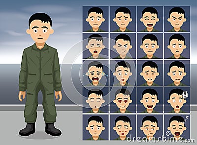 Air Force Pilot Cartoon Emotion faces Vector Illustration Vector Illustration