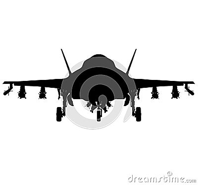 Air Force stealth F-35 Lightning II fighter jet. Detailed vector illustration of an F 35 jet fighter while flying airplane with ex Cartoon Illustration