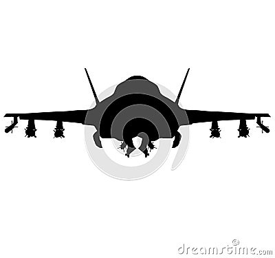 Air Force stealth F-35 Lightning II fighter jet. Detailed vector illustration of an F 35 jet fighter while flying airplane with ex Cartoon Illustration