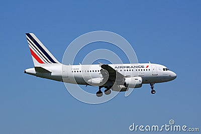 Air France Airbus A318 during landing Editorial Stock Photo