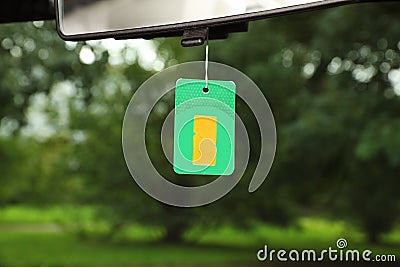Air freshener hanging in car Stock Photo