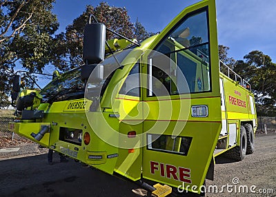 Air fuel, airport fire truck on location at Tullamarine airport Melbourne. Editorial Stock Photo