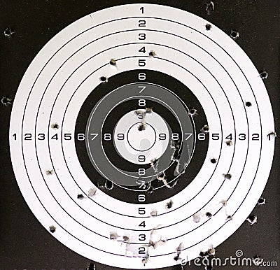 Air gun target and holes Stock Photo