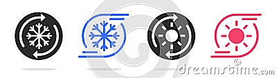 Air heating cooling icon vector simple graphic line stroke thin linear art set, ui ux interface airflow conditioner heater freezer Vector Illustration