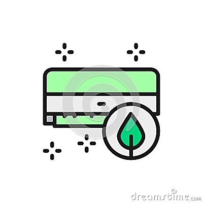 Air humidification, freshness of air conditioning flat color line icon. Vector Illustration