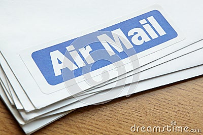 Air mail documents for despatch Stock Photo