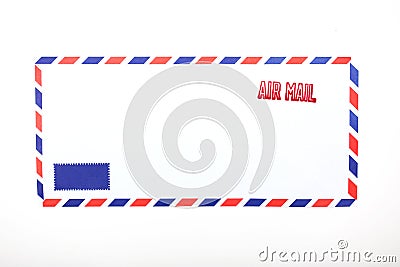 Air mail stamped on the envelope Stock Photo