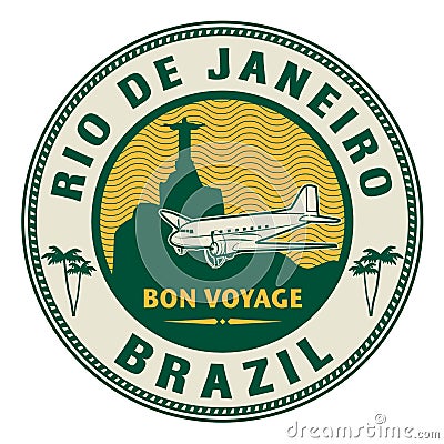 Air mail or travel stamp, Rio de Janeiro, Brazil theme Vector Illustration