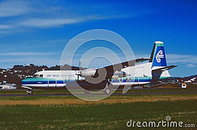 Air New Zealand Fokker F-27 500F CN 10614 . Taken in March 1988 . Editorial Stock Photo