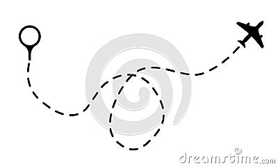 Air path. Dashing line trace with dots, design fly abstract track of aircraft or plane vector illustration Vector Illustration