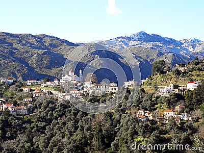 Air photograph, Lakki, Omalos, Lefka Ori, Chania, Crete, Greece Stock Photo