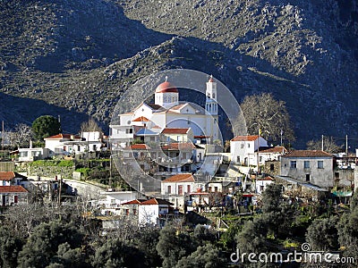 Air photograph, Lakki, Omalos, Lefka Ori, Chania, Crete, Greece Stock Photo