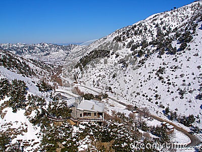 Air photograph, Omalos, Lefka Ori, Chania, Crete, Greece Stock Photo