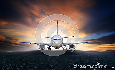Air plane preparing to take off on airport runways use for air t Stock Photo