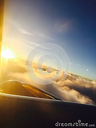 Air Plane sunset Stock Photo