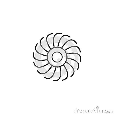 Air Plane turbine, engine or wind fan icon. Stock Vector illustration isolated on white background Cartoon Illustration