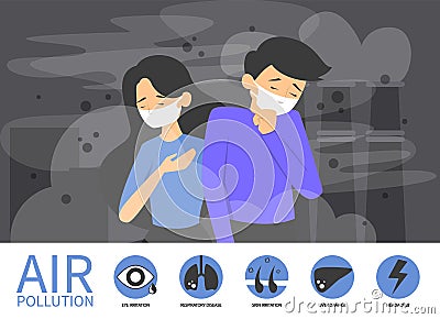 Air pollution concept banner. Smog in the city Stock Photo