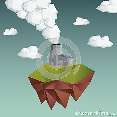 Air pollution concept with factory building Vector Illustration