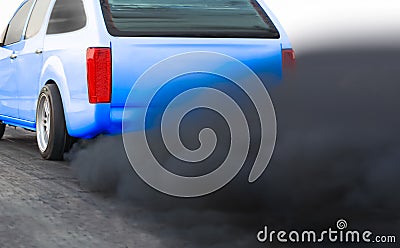 Air pollution crisis in city from diesel vehicle exhaust pipe Stock Photo