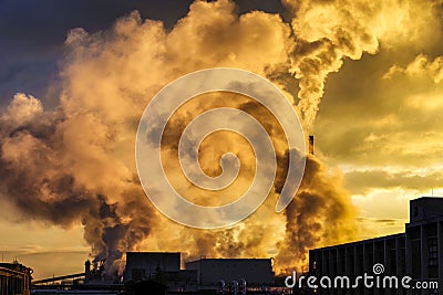 Air pollution. factory chimneys Editorial Stock Photo