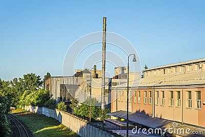 Air pollution by old factory. Clean environment concept Stock Photo