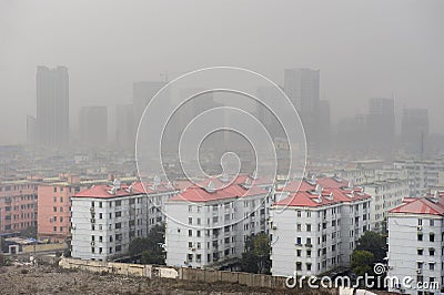 Air pollution over the town Stock Photo