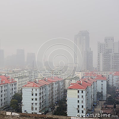 Air pollution over the town Stock Photo