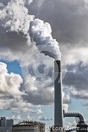 Air pollution power station exhaust chimney Stock Photo